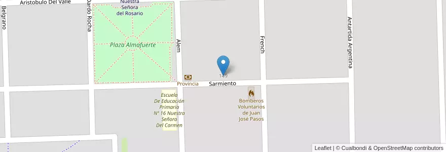 Mapa de ubicacion de Jardín De Infantes Nº904 Dardo Rocha en 阿根廷, 布宜诺斯艾利斯省, Partido De Pehuajó, Juan José Paso, Juan José Paso.