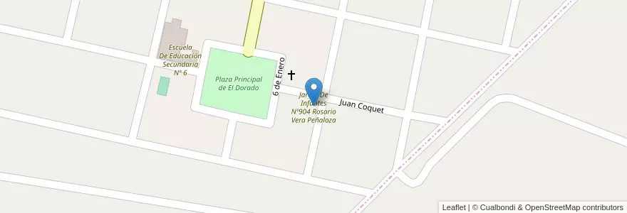 Mapa de ubicacion de Jardin De Infantes Nº904 Rosario Vera Peñaloza en Arjantin, Buenos Aires, Partido De Leandro N. Alem.
