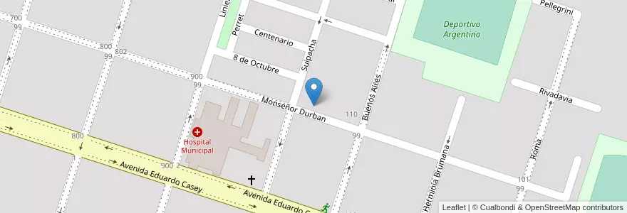 Mapa de ubicacion de Jardin De Infantes Nº908 Numa Ayrinhac en 阿根廷, 布宜诺斯艾利斯省, Partido De Saavedra, Pigüé.