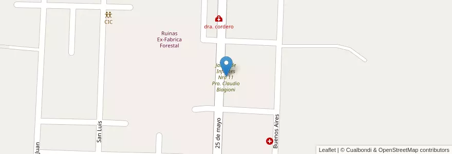 Mapa de ubicacion de Jardín de Infantes Nro 11 Pro. Claudio Biagioni en アルゼンチン, サンタフェ州, Departamento General Obligado, Municipio De Villa Ana.