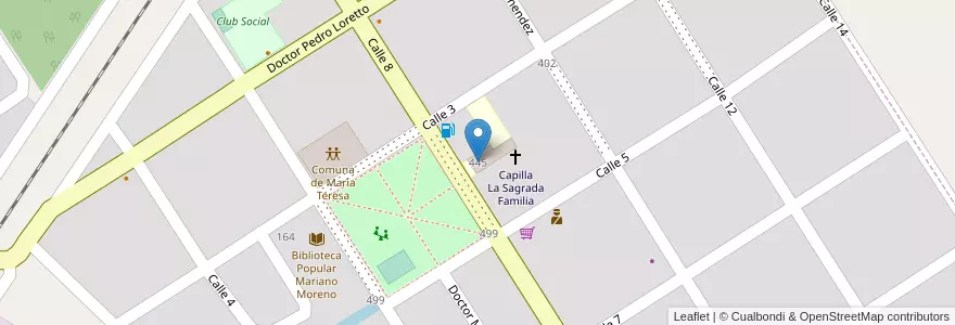 Mapa de ubicacion de Jardin De Infantes Nro 197 Padre Oscar Goapper en Argentinien, Santa Fe, Departamento General López, Municipio De María Teresa, María Teresa.