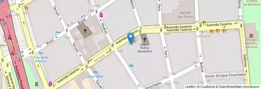 Mapa de ubicacion de Jardín de Infantes Nucleado A (EPCjs 07/05°) (Sede), Barracas en 아르헨티나, Ciudad Autónoma De Buenos Aires, Comuna 4, Comuna 1, 부에노스아이레스.
