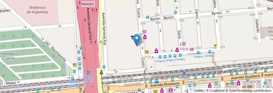 Mapa de ubicacion de Jardín de Infantes Nucleado B (EPCjc 22/18°), Liniers en Argentine, Ciudad Autónoma De Buenos Aires, Buenos Aires, Partido De Tres De Febrero.