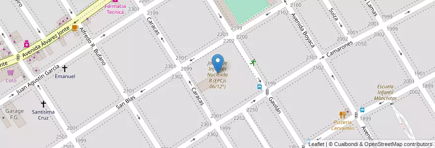 Mapa de ubicacion de Jardín de Infantes Nucleado B (EPCjs 06/12°), Villa General Mitre en アルゼンチン, Ciudad Autónoma De Buenos Aires, ブエノスアイレス, Comuna 11.