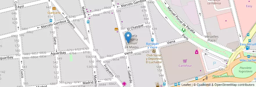 Mapa de ubicacion de Jardín de Infantes Nucleado B (EPCjs 24/18°), Versalles en 아르헨티나, Ciudad Autónoma De Buenos Aires, 부에노스아이레스, Comuna 10.