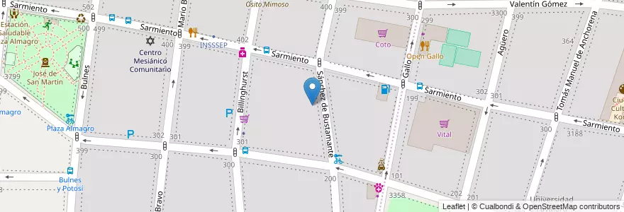 Mapa de ubicacion de Jardín de Infantes Nucleado D (EPCjs 22/02°), Almagro en Аргентина, Буэнос-Айрес, Comuna 5, Буэнос-Айрес.