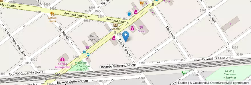 Mapa de ubicacion de Jardín de Infantes Nucleado E (EPCjs 08/17° Juana Manso), Villa del Parque en アルゼンチン, Ciudad Autónoma De Buenos Aires, ブエノスアイレス, Comuna 11.