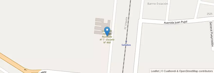 Mapa de ubicacion de Jardín de Infantes Nucleado Nº 7 - Escuela Nº 468 en アルゼンチン, コリエンテス州, Departamento Saladas, Saladas.