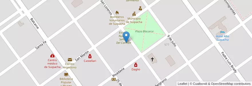 Mapa de ubicacion de Jardín De Infantes Nuestra Señora Del Carmen en Arjantin, Buenos Aires, Suipacha.