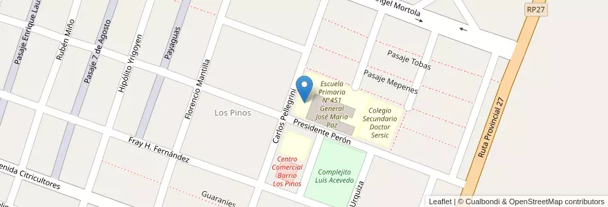 Mapa de ubicacion de Jardín de Infantes Pimpollito en アルゼンチン, コリエンテス州, Departamento Bella Vista, Municipio De Bella Vista.