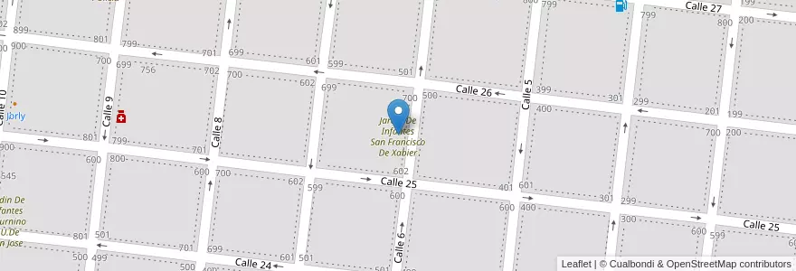 Mapa de ubicacion de Jardin De Infantes San Francisco De Xabier en Argentine, Province De Buenos Aires, Partido De Veinticinco De Mayo, Veinticinco De Mayo.