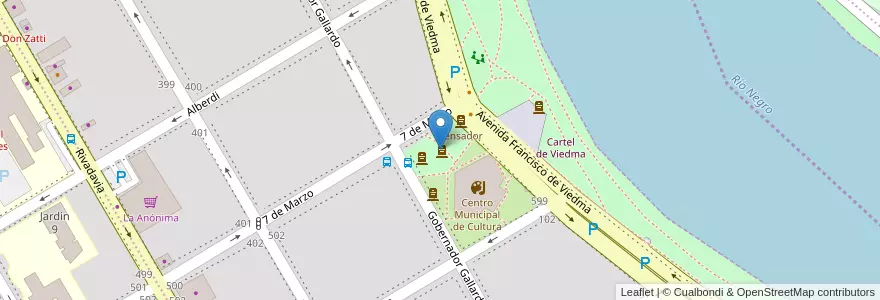 Mapa de ubicacion de Jardín de la Memoria en アルゼンチン, リオネグロ州, Departamento Adolfo Alsina, Viedma, Viedma.