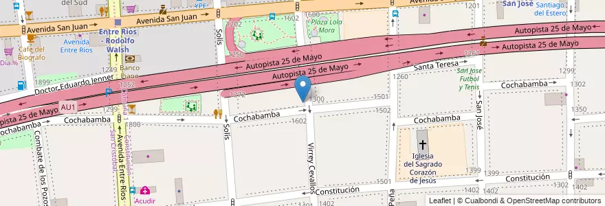 Mapa de ubicacion de Jardín de la Plaza, Constitucion en Argentinien, Ciudad Autónoma De Buenos Aires, Comuna 1, Buenos Aires.