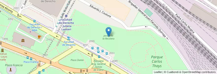Mapa de ubicacion de Jardín de la Recoleta, Recoleta en アルゼンチン, Ciudad Autónoma De Buenos Aires, Comuna 2, Comuna 1, ブエノスアイレス.