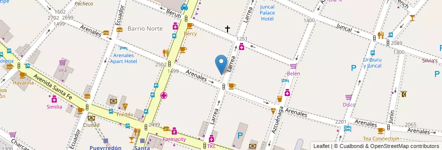 Mapa de ubicacion de Jardín de Los Robles, Recoleta en الأرجنتين, Ciudad Autónoma De Buenos Aires, Comuna 2, Buenos Aires.