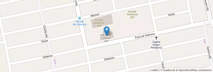 Mapa de ubicacion de Jardín de Nivel inicial 451 en الأرجنتين, شوبوت, Trelew, Departamento Rawson.