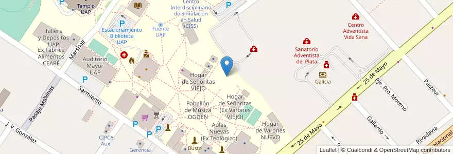 Mapa de ubicacion de Jardín de Oración en アルゼンチン, エントレ・リオス州, Departamento Diamante, Libertador San Martín, Distrito Palmar.