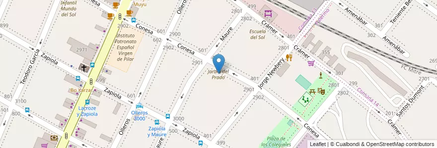 Mapa de ubicacion de Jardín del Prado, Colegiales en Arjantin, Ciudad Autónoma De Buenos Aires, Buenos Aires.
