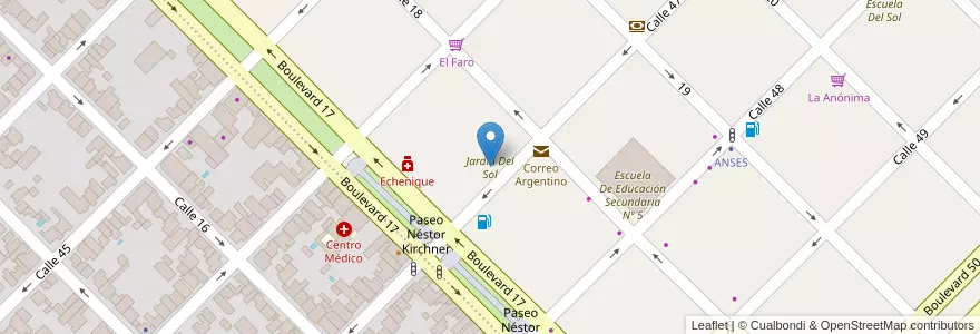 Mapa de ubicacion de Jardín Del Sol en アルゼンチン, ブエノスアイレス州, Partido De Colón, Colón.
