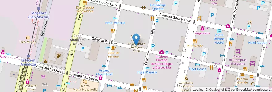 Mapa de ubicacion de Jardin Girasoles en Argentinien, Chile, Mendoza, Departamento Capital, Ciudad De Mendoza.