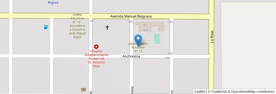 Mapa de ubicacion de Jardín Infante Nucleado Nº 13 en Аргентина, Ла-Пампа, Municipio De Miguel Riglos, Departamento Atreucó.