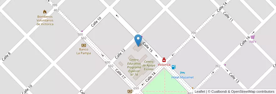 Mapa de ubicacion de Jardín Infante Nucleado Nº 21 -Cabecera- en Argentinien, La Pampa, Municipio De Victorica, Departamento Loventué, Victorica.