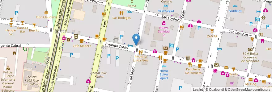Mapa de ubicacion de Jardin Infantes Los Delfines en アルゼンチン, チリ, メンドーサ州, Departamento Capital, Sección 2ª Barrio Cívico, Ciudad De Mendoza.
