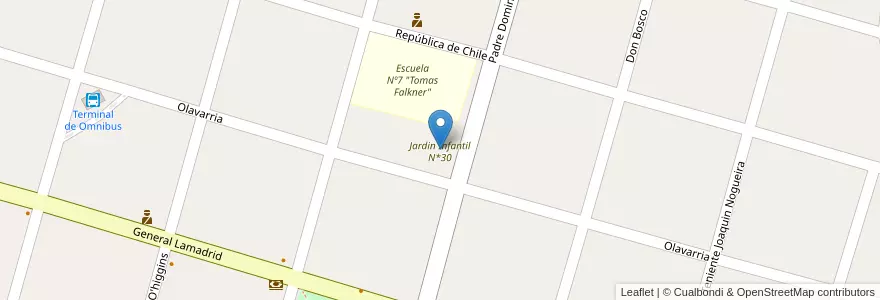 Mapa de ubicacion de Jardin Infantil N*30 en Arjantin, Şili, Neuquén, Departamento Huiliches, Junín De Los Andes.