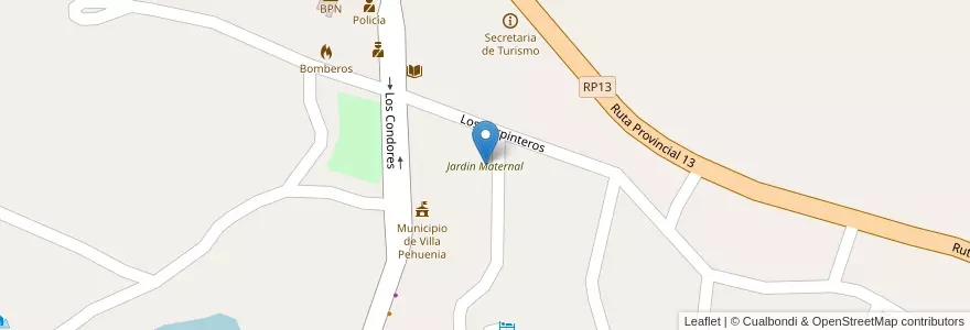 Mapa de ubicacion de Jardin Maternal en Argentina, Chile, Neuquén, Departamento Aluminé.