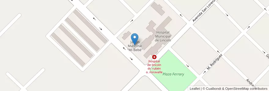 Mapa de ubicacion de Jardín Maternal "Mi Bebé" en Arjantin, Buenos Aires, Partido De Lincoln.