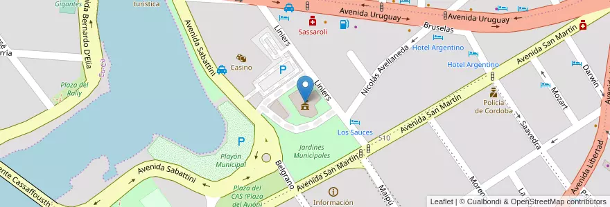 Mapa de ubicacion de Jardín Municipal en Arjantin, Córdoba, Departamento Punilla, Pedanía San Roque, Municipio De Villa Carlos Paz, Villa Carlos Paz.