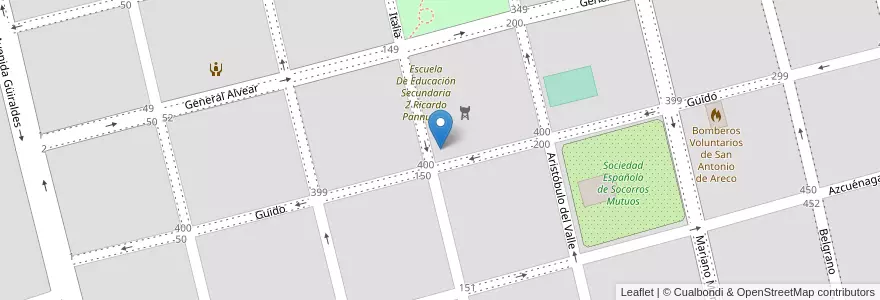 Mapa de ubicacion de Jardín Municipal Cajita De Musica en 阿根廷, 布宜诺斯艾利斯省, Partido De San Antonio De Areco, San Antonio De Areco.