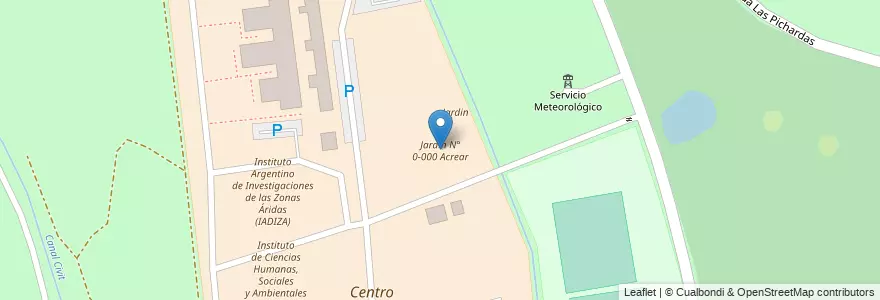 Mapa de ubicacion de Jardin N° 0-000 Acrear en Argentina, Chile, Mendoza, Departamento Capital, Sección 9ª Parque General San Martín, Ciudad De Mendoza.