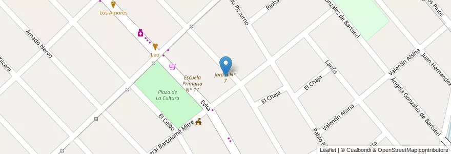 Mapa de ubicacion de Jardín N* 7 en 아르헨티나, 부에노스아이레스주, Partido De Esteban Echeverría, El Jagüel.