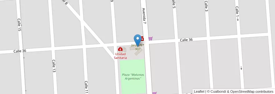 Mapa de ubicacion de Jardín N* 907 en 아르헨티나, Partido De La Costa, Las Toninas.