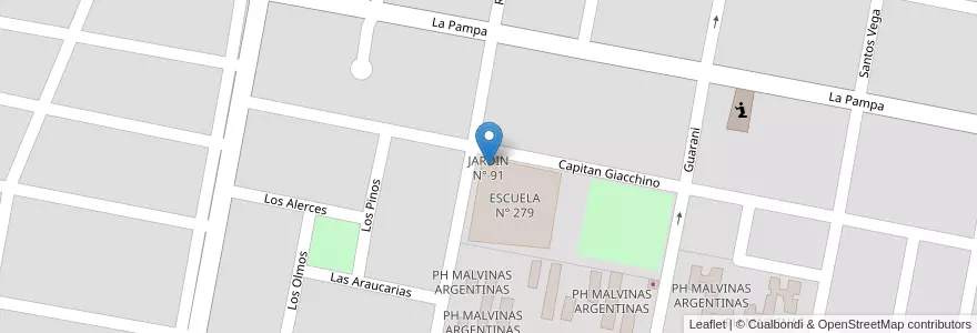 Mapa de ubicacion de JARDIN N° 91 en アルゼンチン, リオネグロ州, Departamento General Roca, Villa Regina.