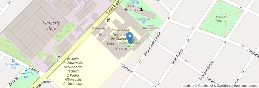 Mapa de ubicacion de Jardin Napoleon Publico en 아르헨티나, 부에노스아이레스주, Partido De Quilmes, Bernal.
