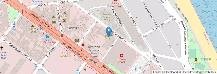 Mapa de ubicacion de Jardín Nº 11 en Argentinien, Provinz Santa Cruz, Chile, Mercado De La Ciudad, Deseado, Caleta Olivia.