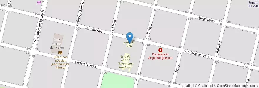 Mapa de ubicacion de Jardín Nº 116 en آرژانتین, سانتافه, Departamento General López, Municipio De Rufino.