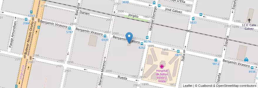 Mapa de ubicacion de Jardin No 1308 Vamos a Jugar en Argentinië, Santa Fe, Departamento Rosario, Municipio De Rosario, Rosario.