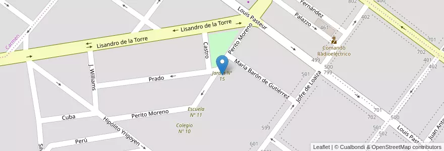 Mapa de ubicacion de Jardín Nº 15 en Arjantin, Şili, Santa Cruz, Güer Aike, Municipio De Río Gallegos, Río Gallegos.