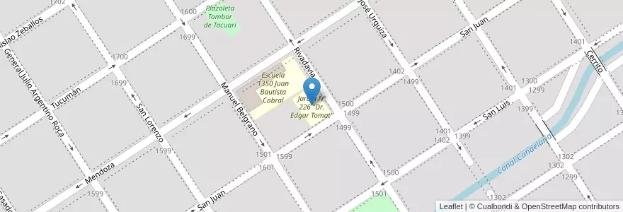 Mapa de ubicacion de Jardín Nº 226 "Dr. Edgar Tomat" en 阿根廷, Santa Fe, Departamento Caseros, Municipio De Casilda, Casilda.