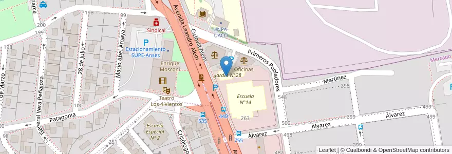 Mapa de ubicacion de Jardín Nº 28 en 阿根廷, 圣克鲁斯省, 智利, Mirador, Deseado, Caleta Olivia.