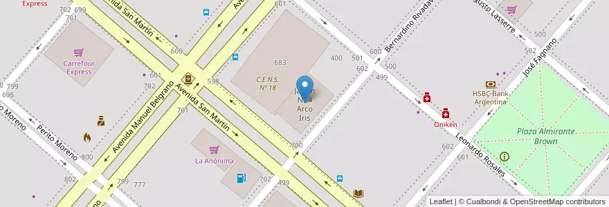 Mapa de ubicacion de Jardín Nº 4 Arco Iris en Аргентина, Огненная Земля, Антарктида И Острова Южной Атлантики, Чили, Río Grande, Departamento Río Grande.