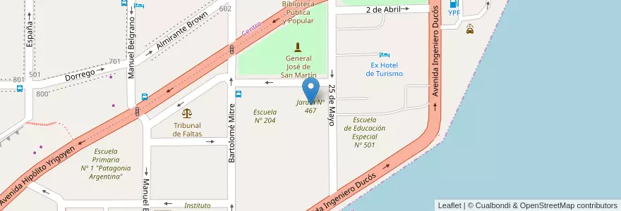 Mapa de ubicacion de Jardin Nº 467 en Argentina, Chubut, Departamento Escalante, Comodoro Rivadavia.