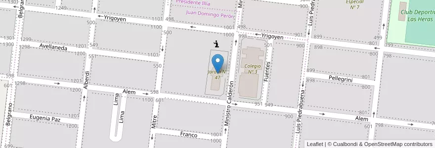 Mapa de ubicacion de Jardín Nº 47 en 아르헨티나, 칠레, 산타크루스주, Las Heras, Deseado, Las Heras.