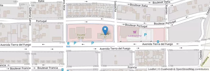 Mapa de ubicacion de Jardín Nº 57 en آرژانتین, استان سانتا کروس، آرژانتین, شیلی, Deseado, Caleta Olivia.