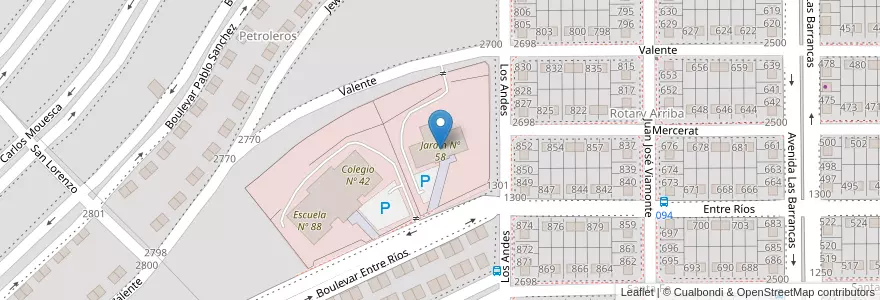 Mapa de ubicacion de Jardín Nº 58 en Argentina, Santa Cruz, Chile, Humedal, Deseado, Caleta Olivia.