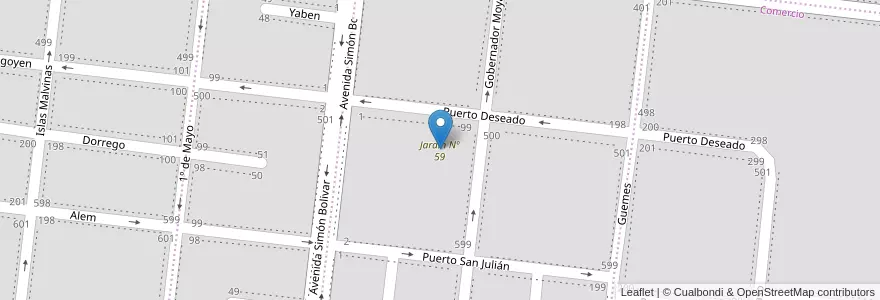 Mapa de ubicacion de Jardín Nº 59 en 아르헨티나, 칠레, 산타크루스주, Las Heras, Deseado, Las Heras.