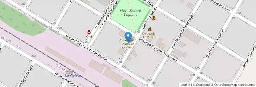 Mapa de ubicacion de Jardín Nº916 Niñas de Ayohuma en アルゼンチン, ブエノスアイレス州, Partido De Pergamino, La Violeta.